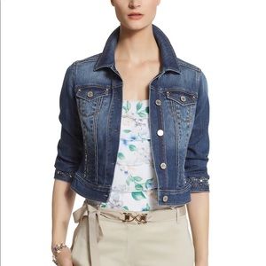 WHBM White House Black Market Embellished Denim Jean Jacket Size 14